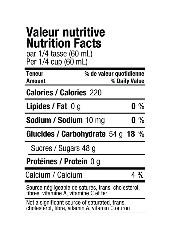 Sirop d'érable canne Doré goût délicat 540ml